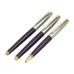 Auteur Focus Purple Brass Blue Ink Fountain Ink Pen, Roller Ball Pen & Ball Pen Set (Pack Of 3)