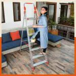 Bathla Zenith 7-Step Foldable Aluminium Ladder for Home with Hand Rails & Safety Grips