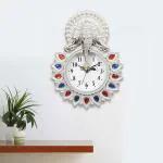 WEBELKART Analog 33.02 cm X 22.86 cm Wall Clock (Silver, With Glass, Standard)