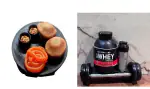 GIFTINGURU Aloo Puri & Dahi Bhalla Magnet - Fun Fridge Magnet and Whey Protein & Eggs Magnet Combo Pack