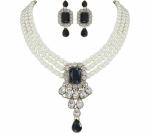 Gyaan Jewels Handmade Gold Plated Alloy Earring and Necklace Set Black (Women, Girls) Free Size