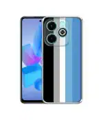 Casotec White and Blue Lines Printed Silicon Soft TPU Back Case Cover for Infinix Hot 40i 4G