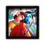 Generic Wood Framed Poster Of Radha Krishna-17550, 13 X 13 Inch