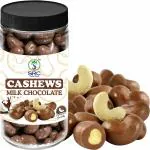 SRC Creations Chocolate Coated Cashews Milk Chocolate Covered Nuts 250g Jar Packing | Handcrafted Artisan Chocolate