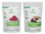 NISARG ORGANIC FARM Combo of Hibiscus and Shikakai Powder I Good for Hair & Skin Care and Hibiscus Tea I Pure, Natural, and Organic I Provides Stronger & Thicker Hair I for Men & Women - 200g x 2 Pack