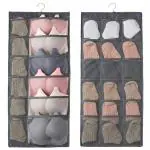 Homeleven Double Sided Hanging 30 Pockets Innerwear Socks Bra Closet Wardrobe Hanging Organizer - Gray