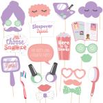 Zyozique Pajama Slumber Party Photo Booth Props | Girls Sleepover Birthday Party Props (Pack of 21)