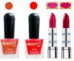 OUR BEAUTY Perfect Combo Of Velvet Matte Lipsticks Ultra Shine Nail Polish (Set Of 4)