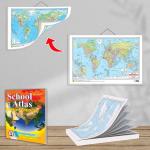 GOWOO SMALL - 100 WORLD POLITICAL OUTLINE MAP FOR SCHOOL, 2 IN 1 WORLD POLITICAL AND PHYSICAL MAP IN HINDI and SCHOOL ATLAS LATEST EDITION (ENGLISH) - ART PAPER | Pack of 1 Map pad + 1 chart + 1 Atlas Book