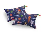 PumPum Soft Microfiber 2 Piece Kids Pillow Set ,12 x 18 Inch Kids Pillows for Sleeping, Baby Pillow for Travel, with Soft Organic Cotton ,Sea Life