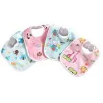 DESIGNESTYMulticolor Waterproof Baby Feeding Bibs with Tich Button - 0 - 30 Months ( Pack of 4 )