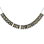 Festiko 40th Birthday Decoration Set, Happy 40th Birthday Banner With Black, Gold Glitter Circle Dots Cheers To Forty Years Old Birthday Party Decorations