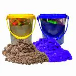 Rabbit 1Kg Magic Flow Sand Buckets Pack of 2 For Kids. (Brown-Purple)