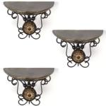 webshoppee Webshoppe Home decor shelf Wooden, Iron Wall Shelf (Number of Shelves - 3, Brown, Black)