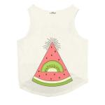 Ruse Watermelon Kiwi Printed Ecru Cotton Cat Sleevless Tank T-Shirt - M