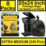 averX Premium Black Garbage Bag - 20x24 inches (Pack of 8, 240 Pieces, Extra Medium) - 30 Bags / Pack