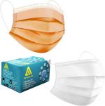 A1 Orange, White Non Woven 3 Ply Antiviral And Pollution Face Mask With Nose Cap Combo, Free Size (Pack Of 400)
