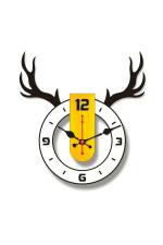 Signamio Black and Yellow DN 5 MDF with Acrylic 3D Design Deer Shape Wall Clock