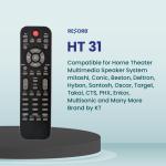 RESORB HT 31 12 IN 1 Universal Home Theatre remote Compatible for Home Theater Multimedia Speaker System mitashi Conic Beston deltron hiybon Santosh Oscar Target takai CTS PHX enkor multisonic and Many More Brand by KT