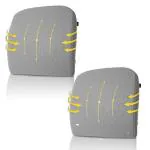 Frido Grey Plastic, Memory Foam Lumbar Back Support Cushion With Dual Straps, Relieves Lower Back Pain, 35 X 36 X 6 Cm (Pack Of 2)