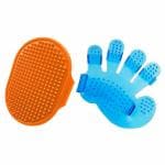 MAPPERZ Pet Grooming and Bathing Silicon Gloves and Brush for Hair Dogs,Cats & Horses, Random Color