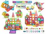 Kiditos Multicolor 3D Magnet Toys Magnetic Tiles, 106 PCS Magnetic Building Blocks for (3 Years) Kids
