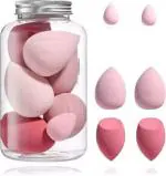 PUKA Makeup Sponge Jar Beauty Blender with Egg Case Soft Sponge For Liquid Foundation| Creams and Powder (Multicolor) 7pcs Pack of 1