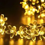 SolarSphere Solar Sakura Flower String Lights Outdoor Waterproof 39 FT 100 LED Solar String Lights Solar Cherry Blossom String Lights Solar Garden Twinkle Lights for Home Yard Garden Pergola Decor Warm White