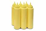THW 36 oz (1 LTR) Plastic Squeeze Bottles for Ketchup BBQ Sauce Syrup Condiments Mustard Mayo Hot Sauce Olive Oil Dressing, Yellow- Pack of 6 Pieces