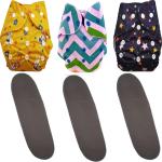 Swito Mart Infant Baby Reusable Cotton Pocket Diaper And Cotton Insert Adjustable Washable Wet Free Pack Of 3 ()