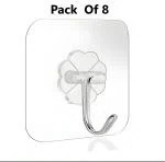 SHOPITECH Adhesive Hooks 13.2LB(Max) Heavy Duty Self Adhesive Hooks Transparent Waterproof and Oilproof Wall Hooks for Hooks Adhesive/Wall Hanger for Clothes/Wall Hook, Clips, Sticker (Pack of 8)