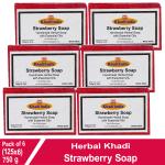 Herbal Khadi NATURAL STRAWBERRY SOAP with Vitamin C to Nourishing and Revitalizing Skin Remove the Excess Sebum on skin for Men & Women (Pack of 6) (750 g)