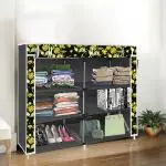 Home reserve 2 door 6 Shelves Black Printed Collapsible wardrobe