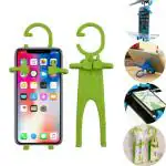 Silicone Flexible Mini Human Shape Multipurpose Bendable Mountable Cell Phone Holder-Green