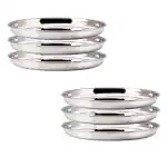 SHINI LIFESTYLE Stainless Steel Serving Plates for Lunch,Full Size Dinner Plates, Big Thali 27cm