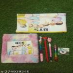 BTS Stationery Collection School Supplies Item for Students / BTS Themed Stationery Collection School Supplies | Stationery Items for Students BTS Fur Pouch With Pencil, Pen, Water Gel Pen, Beads Pencil, Eraser for Children pack of 7