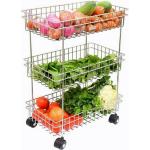YOPRAM Multipurpose Stainless Steel 3 Layer Square Kitchen Stand for Fruit Vegetable Storage Rack Potato Onion Vegetable Stand Organizer for Kitchen Spice Storage Shelf Shelves Rack