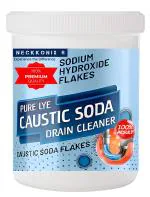 NECKKONIX Caustic Soda Flakes (800 Grams Reusable Container Pack) for Drain Cleaner, Chimney cleaner, Soap Making, Iron cleaner