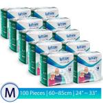 lyfcare Adult Pull -Up Pants Diapers |Medium-100 Pieces |Pack Of 10, Each 10 Pieces| Waist Size: 60-85 Cm | 24-33 Inch