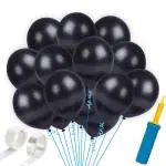 Party Propz Black Rubber Birthday Metallic Helium Balloons Decoration (Set Of 103)