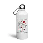 Indigifts White Steel Love Is Heat Printed Couple Water Bottle Valentines Day Gift For Wife 750 ml , Valentine Day Gift
