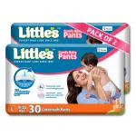 Little's Standard Baby Diapers L Size (Large) Pants Style | 9-14 kg | 60 Count - Pack of 2 | CottonSoft Baby Diaper with Leakage Guard & 10 Hours Absorption