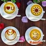 Konfiz Plastic Cappuccino Coffee Barista Stencils Template Strew Pad Duster Spray (Pack Of 16)