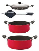 Nirlon 4 pcs of Red Non-stick Aluminium Kitchen Cookware Set