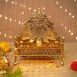 pujaNpujari Pure Heavy Brass Singhasan Temple for Puja for Placing God Idols, God Chair, God Sofa Decorative Showpiece