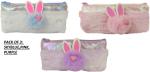 POKSI FUR RABBIT POUCH RABBIT Art Artificial Leather Pencil Boxes l Set of 3 Multicolor