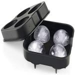 Birud Silicone Round 4 Ice Ball Cube Tray Maker Mold with Mould Brick Party Tray Round Bar Accessories Juice Whiskey Cocktail Drinks, Ice Ball Makers for Fridge (Multicolor)