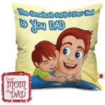Indigifts Cushion Cover with Filler| 12X12 Inches | Dad You are The Greatest Gift Printed | Gift for Father, Birthday Gift for Papa, Grandfather, Father, Cushion for Car, Gift for Daddy(Yellow)
