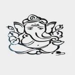 101 DESIGNS POINT , PACK OF GANESH BLACK ORIGINAL HANDMADE STICKER SIZE 5 BY 5 IN
