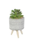 Market 99 Grey Mini Decorative Faux Succulent Plant with Pot Holder Stand